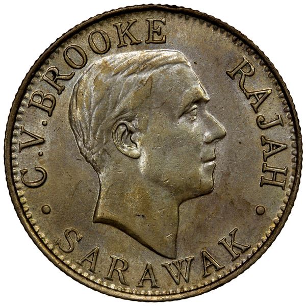 SARAWAK: Charles V. Brooke, 1917-1946, BI 20 cents, 1927-H, Unc