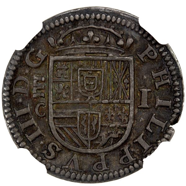 SPAIN: Felipe III, 1598-1621, AR real, Segovia, 1607-C, NGC MS61