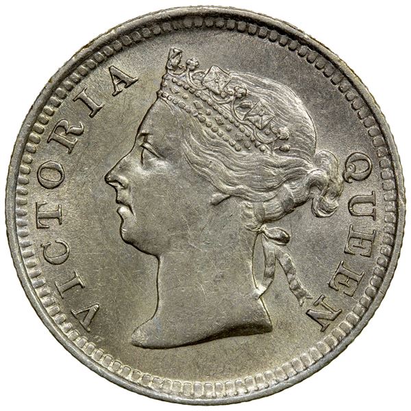 STRAITS SETTLEMENTS: Victoria, 1858-1901, AR 5 cents, 1887, AU