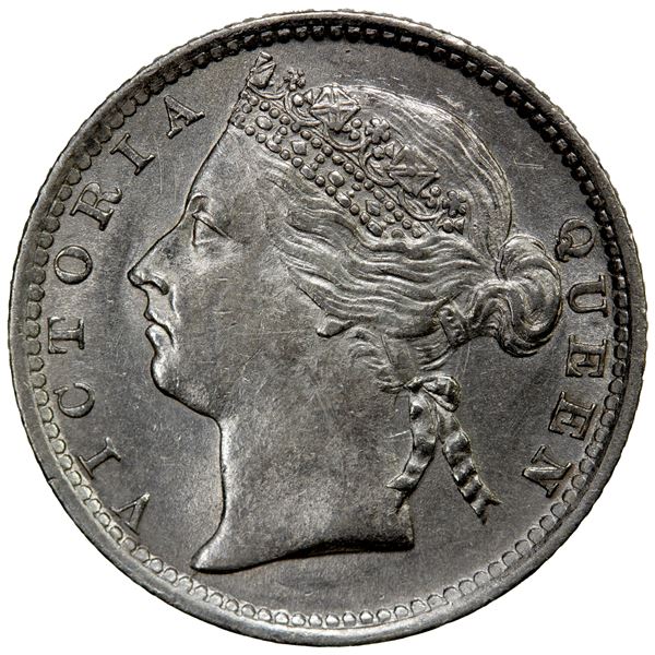 STRAITS SETTLEMENTS: Victoria, 1858-1901, AR 10 cents, 1889, AU