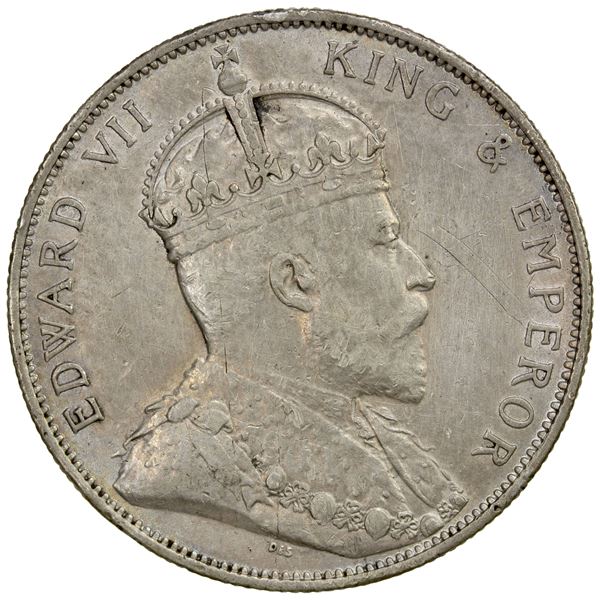 STRAITS SETTLEMENTS: Edward VII, 1901-1910, AR 50 cents, 1902, EF