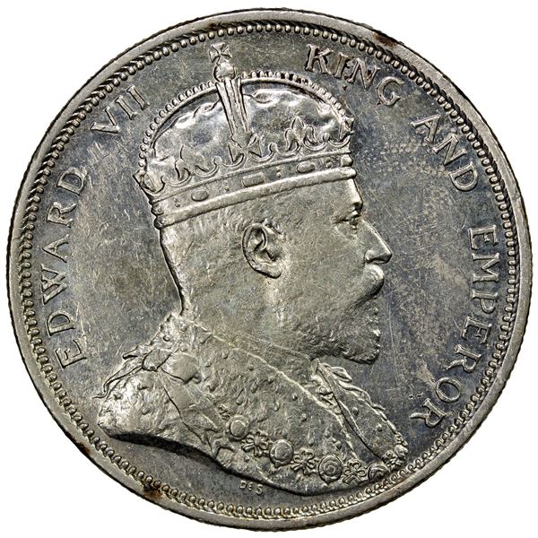 STRAITS SETTLEMENTS: Edward VII, 1901-1910, AR dollar, 1904-B, EF