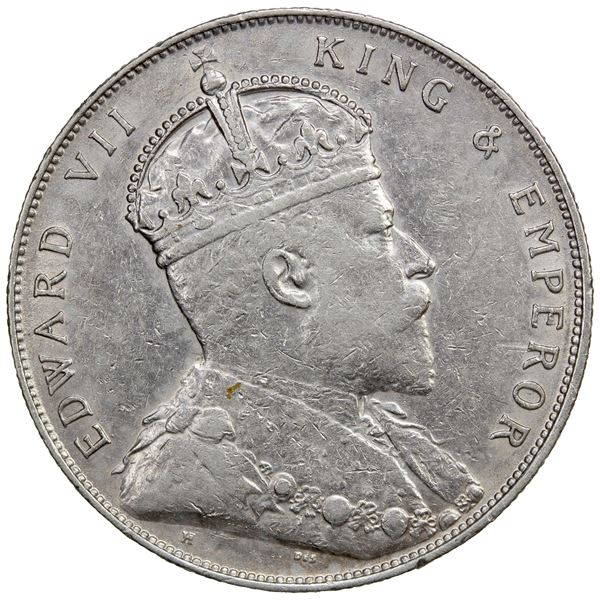 STRAITS SETTLEMENTS: Edward VII, 1901-1910, AR dollar, 1907-H, EF