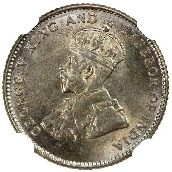 STRAITS SETTLEMENTS: George V, 1910-1936, AR 10 cents, 1927, NGC MS63