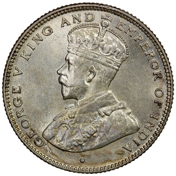 STRAITS SETTLEMENTS: George V, 1910-1936, AR 20 cents, 1917-B, Unc