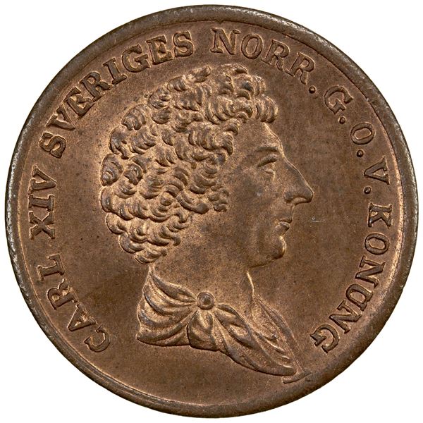 SWEDEN: Carl XVI Johan, 1818-1844, AE 1/6 skilling, 1832, Unc