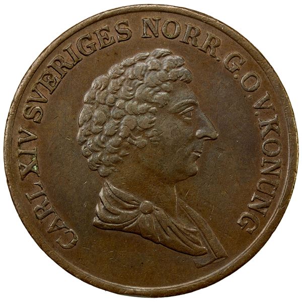 SWEDEN: Carl XIV Johan, 1818-1844, AE skilling, 1838, VF-EF