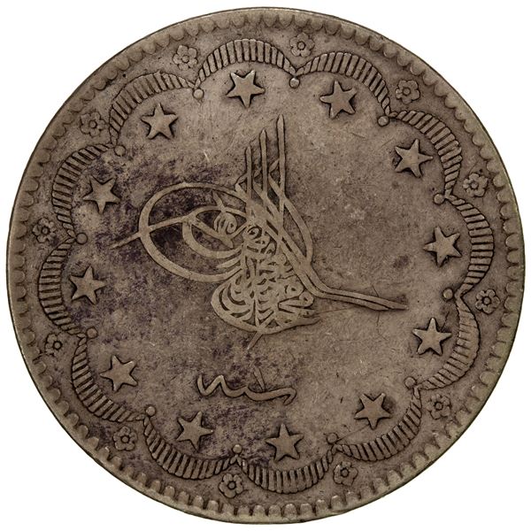 TURKEY: Murad V, 1876, AR 20 kurush, AH1293 year 1, VF