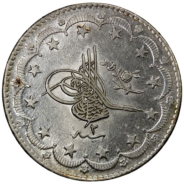 TURKEY: Abdul Hamid II, 1876-1909, AR 20 kurush, AH1293 year 2, AU