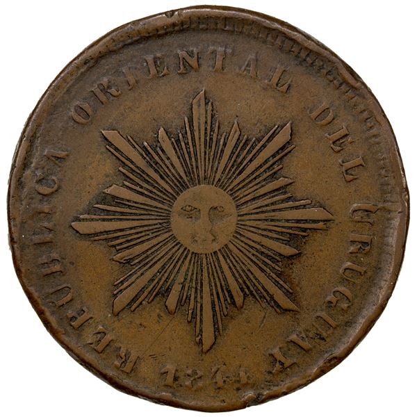 URUGUAY: Republic, AE 40 centesimos, 1844, F-VF