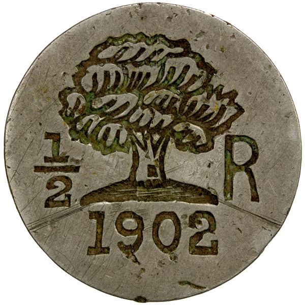 VENEZUELA: ½ real token, 1902, VF