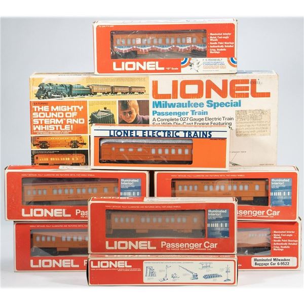 Lionel Milwaukee Special Set and add on cars: 6-1387; 6-9501, 6-9504, 6-9505, 6-9506, 6-9511, 6-9522