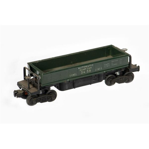Lionel Post War 3459 Automatic Dump Car. Green/white.