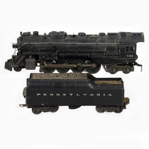 Lionel Postwar 736 2-8-4 with Pennsylvania 2046W-50 8 wheel Tender.