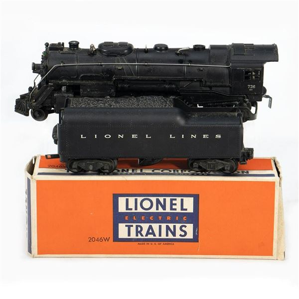 Lionel Post War 726 RR 2-8-4 Steam Locomotive and 2046W Lionel Lines Tender
