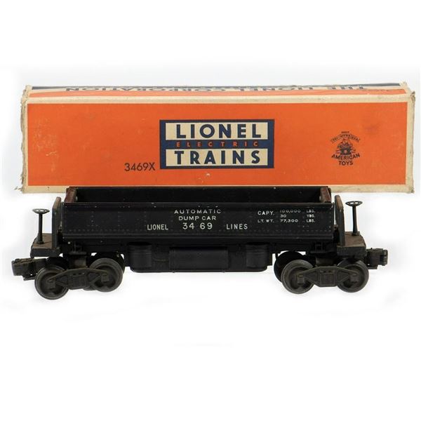 Lionel Postwar 3469 Automatic Dump Car with remains of original box.