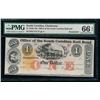 Image 1 : 1840-70's $1 Charleston SC Obsolete Note PMG 66EPQ