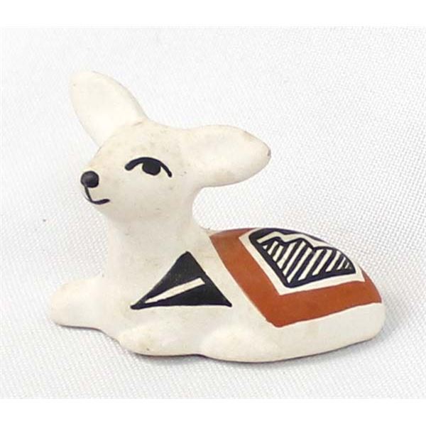 Acoma Hand Painted Ceramic Pottery Fawn by P Jim