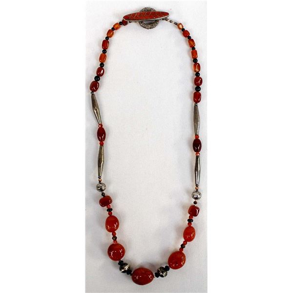 Kenneth Cole Sterling Carnelian Bead Necklace