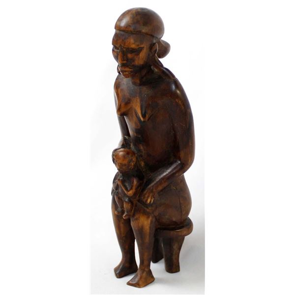 African Carved Wood Birthing Statue