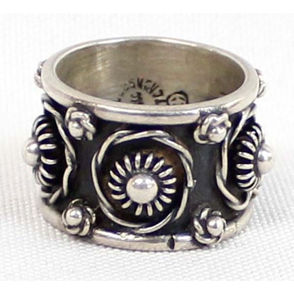 Taxco Sterling Wide Band Ring, Size 7