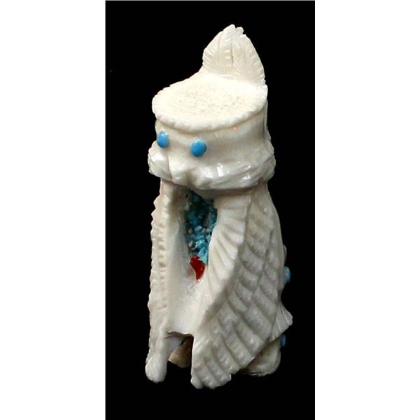 Zuni Carved Antler Owl Kachina Fetish by Lasoyeta