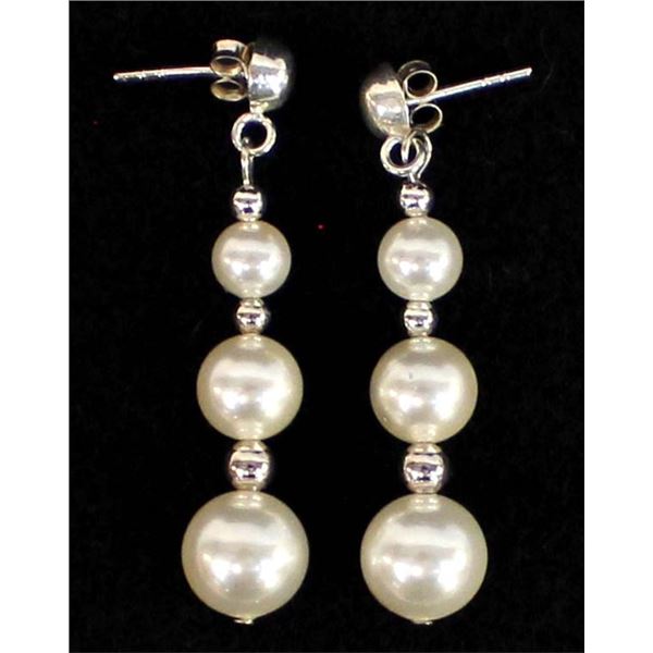 Sterling Pearl Dangle Earrings