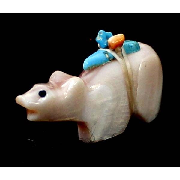 Zuni Pink Mother of Pearl Bear Fetish