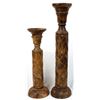 Image 1 : 2 Large Hand Carved Wood Candleholders