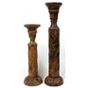 Image 4 : 2 Large Hand Carved Wood Candleholders