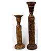 Image 5 : 2 Large Hand Carved Wood Candleholders