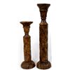 Image 6 : 2 Large Hand Carved Wood Candleholders