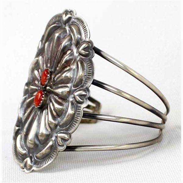 Navajo Sterling Concho Bracelet by Tim Yazzie