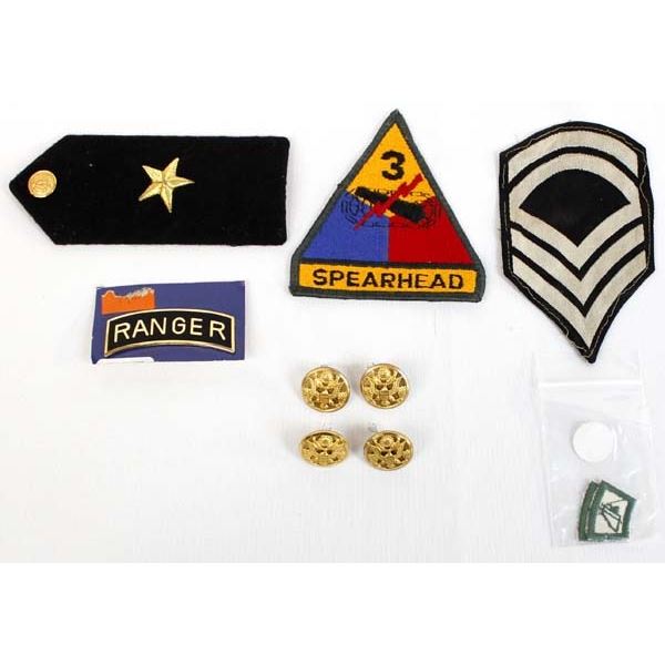 Collection of Military Patches and Buttons