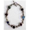 Image 1 : Vintage Mexican Sterling Multi-Stone Bracelet