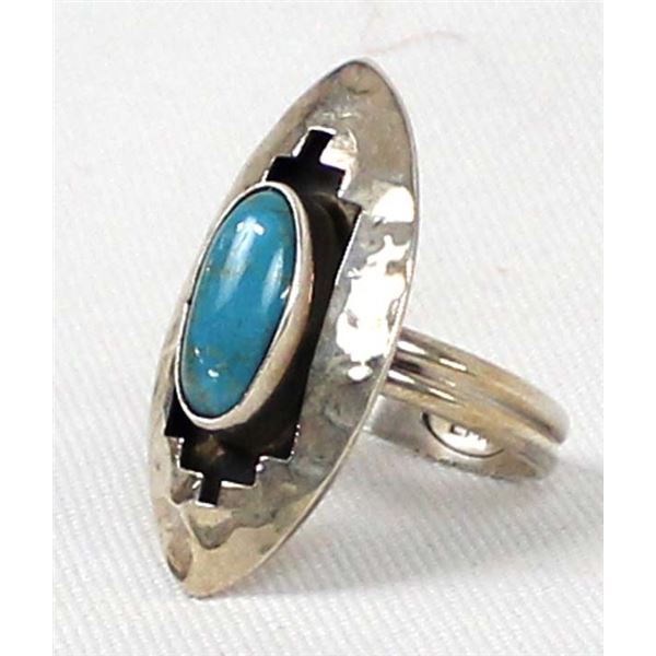 Navajo Sterling Turquoise Ring, Size 10.5
