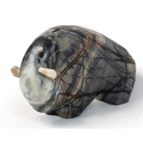 Zuni Picasso Marble Buffalo Fetish by Lynn Quam