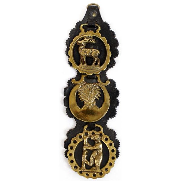 Horse Harness w/3 Vintage Brass Medallions