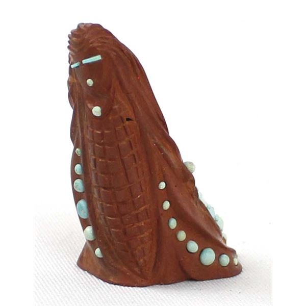 Zuni Pipestone and Turquoise Corn Maiden Fetish