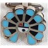 Image 3 : Zuni Sterling Inlay Sun Face Cufflinks