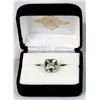 Image 1 : Sterling and Faceted Green Amethyst Ring, Sz 7.25