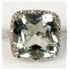 Image 2 : Sterling and Faceted Green Amethyst Ring, Sz 7.25