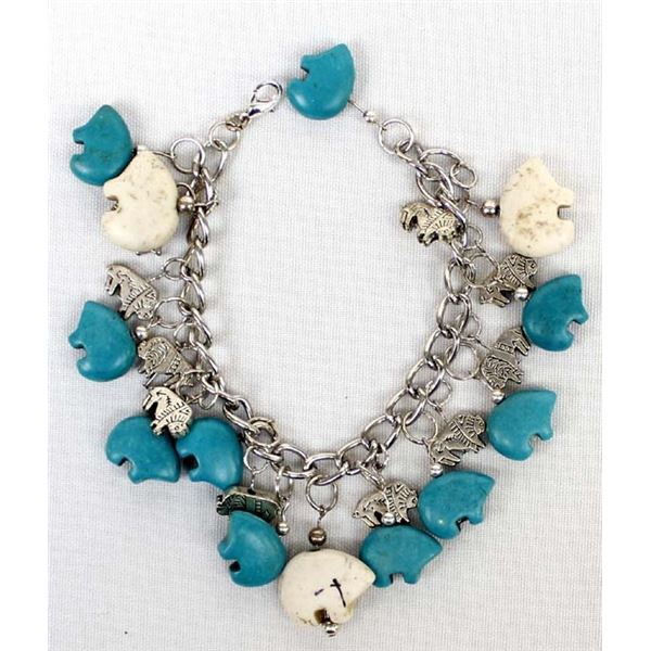 Howlite and Turquoise Magnesite Fetish Bracelet