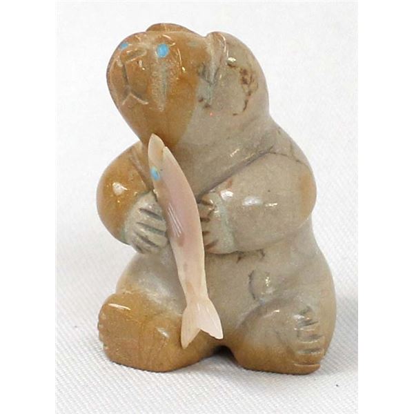 Zuni Dolomite Bear Fetish by Carl Etsate