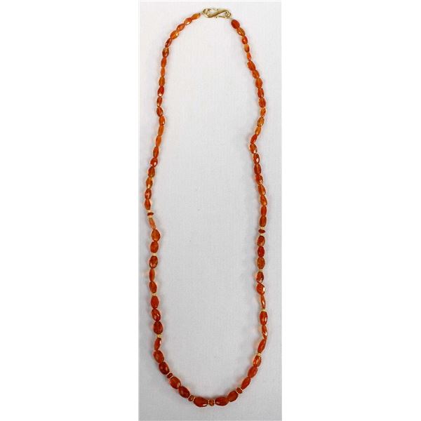 Faceted Mexican Fire Opal Bead Necklace