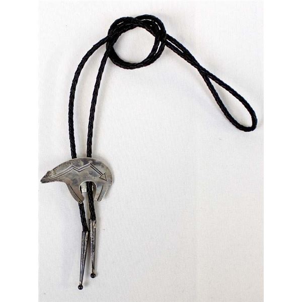 Native American Navajo Sterling Bear Bolo Tie
