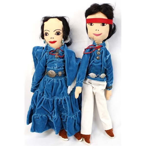 2 Vintage Native American Navajo Cloth Dolls
