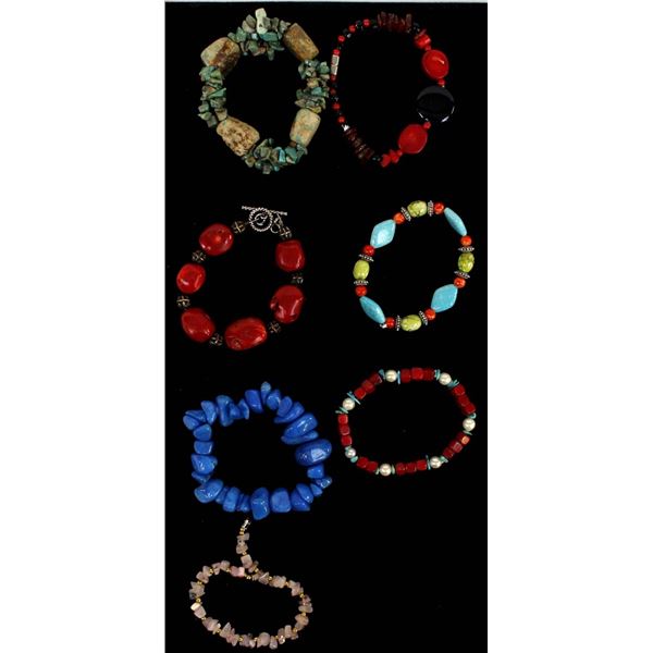 7 Stone and Coral Bracelets