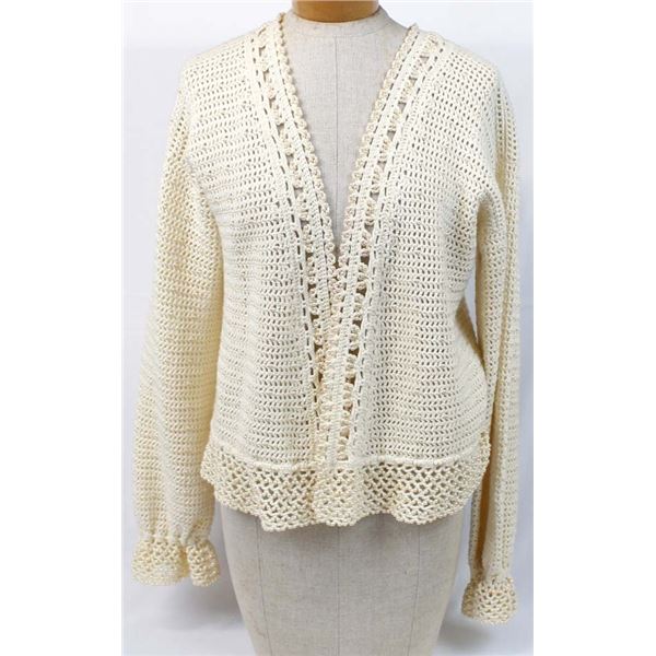 Hand Crocheted Sweater with Pearl Accents