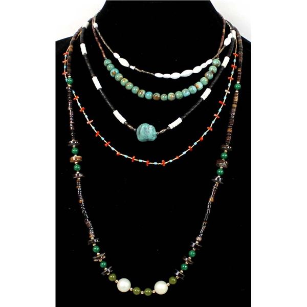 5 Choctaw Chickasaw Beaded Necklaces, Linda Perry
